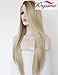 K'ryssma Women's Ombre Blonde Brown Roots Long Synthetic Lace Front Wigs Soft Straight Hair Realistic Full Wig Half Hand Tied Heat Resistant Fiber 22 inch