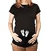 Produktbild Damen Schwanger Kleid Yesmile Frauen Drucken Niedlich Umstandsmode Stillshirt Komisch Mutterschafts Shirt Pflege Lose Solide Still Maternity Top Karikatur Schwanger Baby T Shirt (L, Schwarz-A)