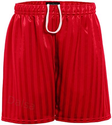 Boys Girls PE Gym Sports Games Football Shadow Stripe Shorts (3-4 years, Red)