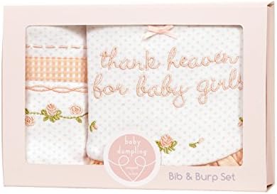 Baby Dumpling Heaven Sent Bib and Burp Cloth Gift Set, Girls