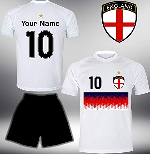 ElevenSports England Trikot Set 2018 mit Hose GRATIS Wunschname + Nummer im EM WM Weiss Typ #EN6th – Geschenke für Kinder Erw. Jungen Baby Fußball T-Shirt Bedrucken