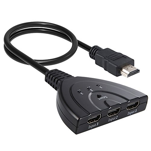 ranipobo 3 Ports HDMI Splitter 3 in 1 Out Port Intelligente Auto Switch mit Pigtail Kabel unterstützt 3D, 1080p 4 K Full HD Audio für TV HDTV, PS3, XBOX ONE, 360, Bluray Player, DVD Player etc..