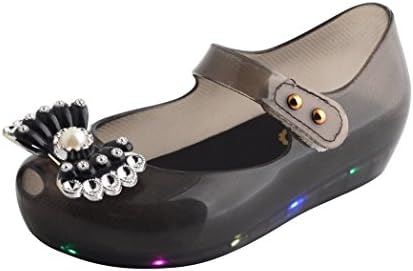 AMOMGard Kids Girls Toddler LED Light Up Flat Jelly Shoes Cute Ribbon Bow Princess Sandals Shoes Size