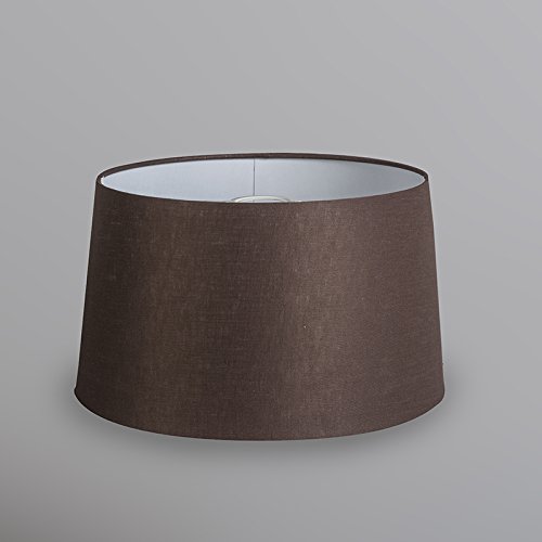 QAZQA Leinen Lampenschirm 35cm rund DS E27 leinen braun , Rund konisch Schirm Pendelleuchte, Schirm Stehleuchte, - 3