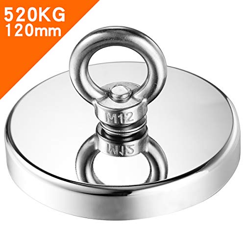 Wukong Imanes Neodimio Potentes, Super Potente imán fuerza de atracción 520Kg, 120mm de diámetro para pesca con imán y salvamento en el río