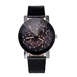 Frauen Uhren,Moeavan Quarz-Uhren-Damen arbeiten minimalistischen zufälligen Quarz-Analog-Diamant-Armbanduhr-runden Edelstahl-Vorwahlknopf-Leder-Band um (Stern)