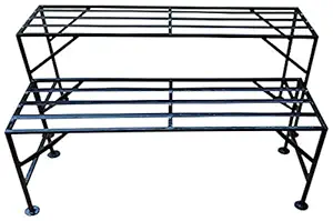 A-One Steels Iron 2 Step Flower Pot Holder/Stand for Roof and Outdoor (32 Inch with 28 Inch, Black)