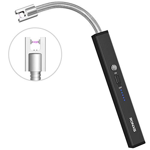 Ronxs Encendedor,Encendedor Eléctrico,Encendedor de Arco Eléctrico con Pantalla LED de Batería,USB Recargable para Camping,Cocina,BBQs,Fuegos Artificiales (B)