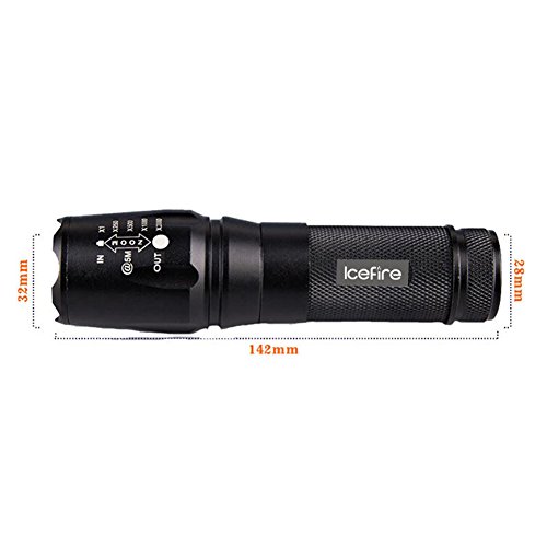 IceFire® Z50 LED Taschenlampe XM-L T6 1000 Lumens Cree LED 5 Modi, mit Zoom, verstellbarer Fokus Tactical Taschenlampe - 4