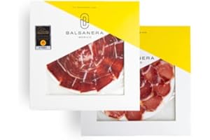 Balsanera Ibérico - Pack 2 x 80g sachets de tranches | 1 sachet de Palette de Bellota 100% Ibérique D.O. Los Pedroches | 1 sachet de Lomo de Bellota 100% ibérique | Tranché à la main | Sous vide