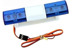 EONANT télécommande Voiture Police lumière, modèle RC Lampe Clignotante rectangulaire LED, pour 1/10 1/8 RC HSP Traxxas Tamiya CC01 4WD Axial SCX10 modèle de Voiture (Bleu)