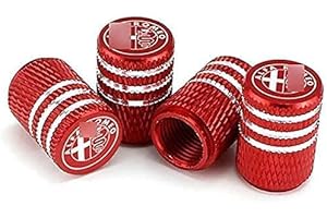 AKXBEFU 4 Pezzi Cappucci delle Valvole per Alfa Romeo 159 Giulietta Giulia 147 156 Mito Stelvio GT, Tappi Valvole Pneumatici Auto, Tappini Gomme Auto, Coperchio della Valvola del Pneumatico