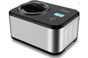 KUMIO 1.5L Ice Cream Maker with Compressor, No Pre-Freezing, 4 Modes Ice Cream Maker Machine with LCD Display, Timer, Automatic Gelato & Yogurt Machine, Stainless Steel