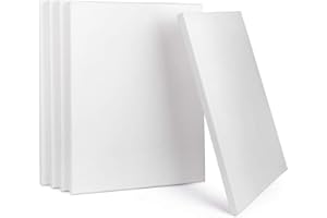 ewtshop® - Set di tele per dipingere, da parete, con telaio a cunei, 100% cotone, 5 pezzi, 30 x 40 cm, tela canvas, lavagna, colore: bianco