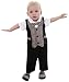 ZOEREA Baby Boys Formal Wear Wedding Suit Kids Toddler Gentleman One-piece Romper Jumpsuit Outfit Clothes Black Grey 0-24 Months