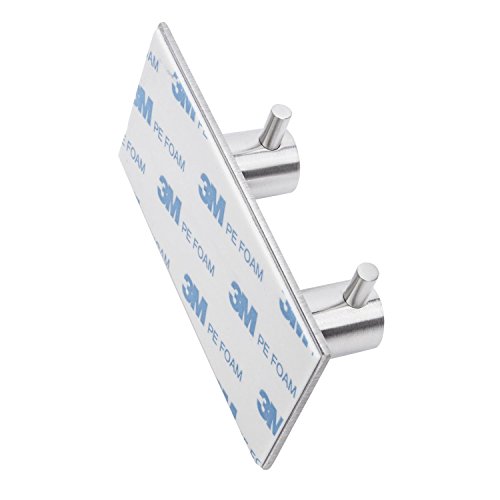 Weare Home Modern Stil Doppel Wandhaken Handtuchhaken Badezimmerhaken Küchehaken aus 304 Edelstahl 3M Klebstoff ohne Bohren Rund Form Rostfrei Haltbar Badzubehör Badaccessoires Dekor für Küche - 3