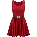 Ladies Belted Pleated Plus Size Sleeveless Skater Dress