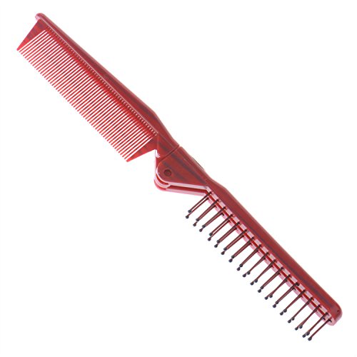Small Travel Folding Plastic Dual Wine Red Hair Brush Comb