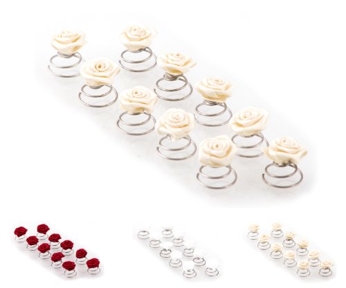 10 x Rosen Curlies - Brauthaarschmuck - Curlie - Haarschmuck - Beige