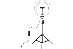 HAKUTATZ LENCARTA 12" Laptop Selfie Ring Light with Stand Tripod, Mini Desktop LED Lamp with Dimmable 3 Modes 10 Brightness Level for Makeup YouTube Video TikTok Photography Remote Work Video Conference