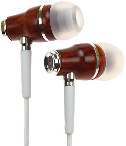 Symphonized NRG Premium Auriculares con Micrófono, de Madera auténtica, con Aislamiento de Ruido (Blanco)