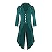 Produktbild Shujin Herren Vintage Frack Steampunk Gothic Jacke Viktorianischen Langer Mantel Fasching Karneval Cosplay Kostüm Smoking Jacke Uniform (Grün, L)