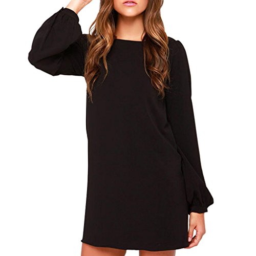 Toamen Women Girls Sleeveless Long Sleeve Slim Work Wear Dresses