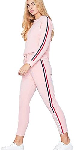 UK Womens 2 PCS Tracksuits Set Ladies Striped Active Sport Loungewear Size 6-16