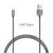 Produktbild Huawei P20 Pro, P20, P20 Lite Stark verstärktes Nylon geflochten 2 Meter Schnelle Aufladung Typ-C USB Datenkabel / Aufladen / Sync / Übertragen von Blei-Kabel [Metall-Anschlüsse] [USB-C auf USB A] [Unterstützt USB 3.1] Grey Grey Silver / Silber