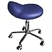 Price comparison product image Harima Lightweight Stainless Steel Saddle Stool | Chair with Rolling Caster Wheels & Adjustable Height | Hair Salons, Massage Spas, Cosmetic Treatments, Medical & Dental Clinics | 38x38x48-61 cm
