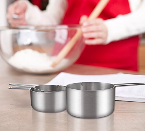 AckMond Edelstahl 4er Set Messbecher + 4er Set Messlöffel für trockene und flüssige Bestandteile – Präfekt zum Kochen oder Backen - 6