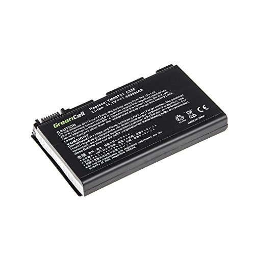 Green Cell® Standard Serie GRAPE32 Laptop Akku für Acer Extensa 5100 5210 5220 5230 5230E 5320 5420 5610 5620 5620G 5620Z 5630 5630EZ 5630G 5630Z 7220 7620 (6 Zellen 4400mAh 11.1V Schwarz) - 2