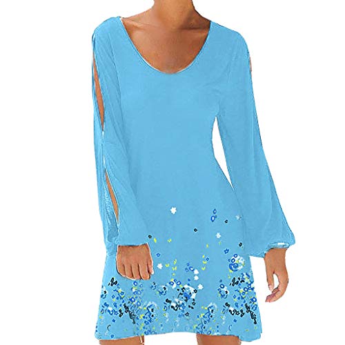 Wtouhe Femme Robe, Nouveau 2019 Robe en Mousseline Chic Split Robes Boho Longue DéContractéE Robe Rayé Deep Robe Casual Ete Plage Robe Robe D'éTé à Manches Papillon Robe Sexy Mousseline Impression