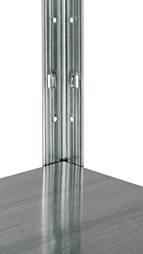 Teilbares XXL Schwerlastregal CROSSER aus verzinktem Metall. Gesamttraglast 325 kg. Mit fünf höhenverstellbaren Böden. Maße: 100 x 40 x 188 cm. - 3