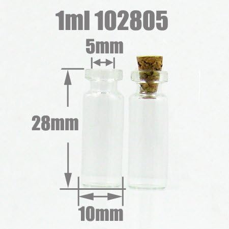 Anagela Kerry 1000 x Clear Glass Bottle Vial Cork 1ml Wishing Oil High Borosilicate 102805 1ml Clear