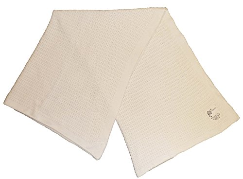 Gorgeous 100% Super Soft Organic Cotton Baby Pram/Crib Blanket or Shawl - WHITE Baby Knit Cellular Design