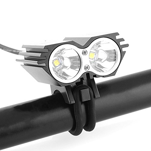 WEWOM X2 High-Tec LED Fahrradbeleuchtung CREE XM-L mit 2400lm inkl. 4800mAh Akkupack und Lagegeräte (Schwarz)