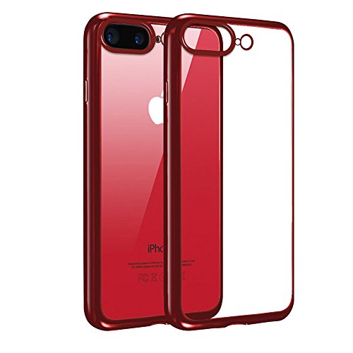 iPhone7 Plus Hülle, innislink iPhone7 Plus Plating Gel TPU Case Kratzfeste Bumper Case Weiche Silikon Backcover Schutzhülle für iPhone7 Plus (Red)