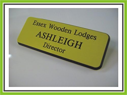 YELLOW/BLACK MAGNETIC ROUND CORNER ENGRAVED OFFICE STAFF NAME BADGE BY ENGRAVING WORLD