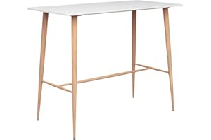 vidaXL Mesa Alta de Cocina Muebles de Bar Bistró Barra Comedor Desayuno Mostrador Exhibir Decoración de Hogar Casa Oficina Restaurante Blanco