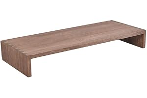 KIRIGEN Wooden Monitor Stand - Wooden Desk Rack for Computer/Laptop/TV Printers - Monitor Arms Desk Riser for Office Organiser - Desktop Workstation Length 59 cm Brown