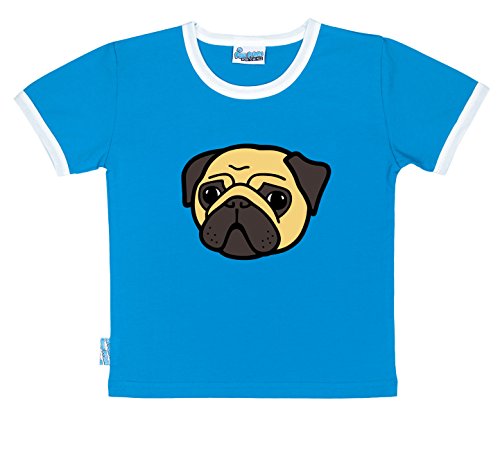 Organic Cotton Kids Pug T-Shirt | 9-10 Years | Blue | By Paw Prints