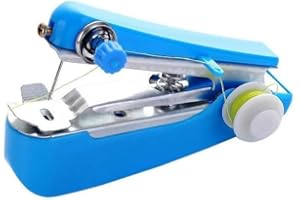 CAWHUI Blue Handheld Sewing Machine, Portable Mini Manual Sewing Machine Handy Needlework Tool Mini Sewer Machine Hand Stitcher Sewing Machines, Arts, Crafts and Sewing