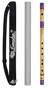 Kanha Flute Musical Instrument Natural Medium Assam Bamboo D Scale Flute - Right Handed Bansuri Flute Original Size 17 Inch Music Instruments With Flute Cover