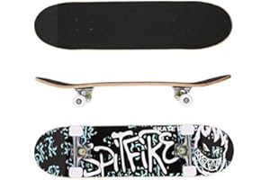 HUOLE Skateboard Complet pour Enfants, Adolescents et Adultes, débutants, Double Kick Maple Deck Concave Cruiser Skateboard avec Outil en T