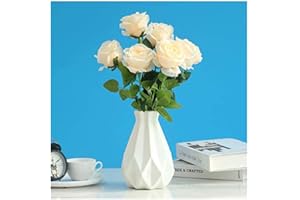 DOUBLECARE Jarrones Decorativos Jarrón de Plástico Nórdico Modernos Geometricas Floral Florero para Decoración (EBlanco)