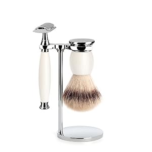 MÜHLE Sophist Porcelain 3-Piece Silvertip Fibre/Safety Razor Shaving Set (S33P84SR) No Blades Included - Image 2