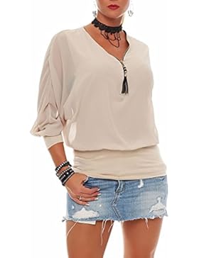 malito Bluse mit Zipper Tunika Top 6297 Damen One Size