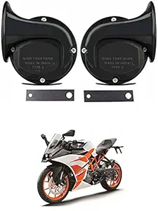 AYW Universal Windtone Jalwa Horn (2 and 4 wheelers), Black color, Heavy plastic body, Set of 2, 12V voltage For RC 200 Universal For All Models