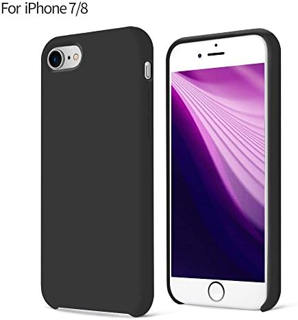 CANI iPhone 8 Silicone Case, iPhone 7 Cover Gel Rubber Anti-Scratch Protective Case with Soft Microfiber Cloth for iPhone 7/8 Black